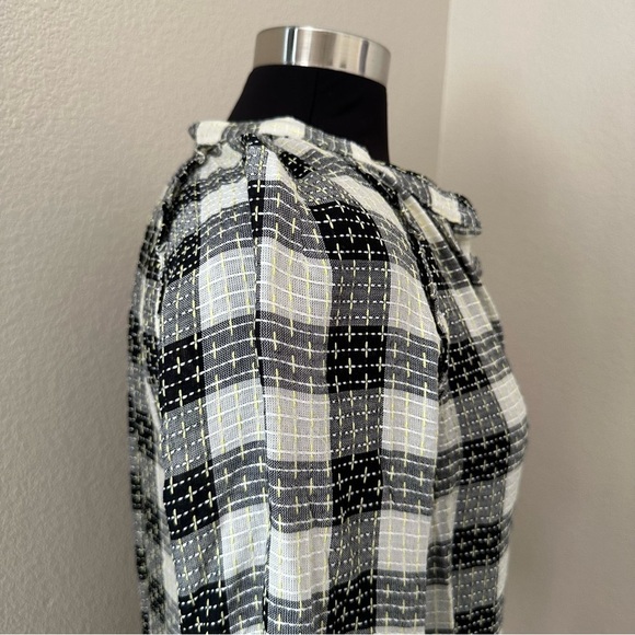 NWT Anthropologie Pilcro Wool Blend Breezy Plaid Button Up Shirt Yellow Black - Picture 9 of 16